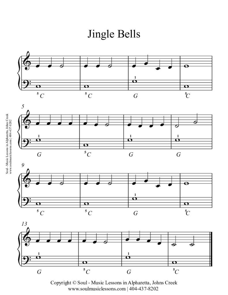 Jingle Bells Test Piano Sheet Music (2 Hands, Free PDF) — sheet music preview